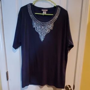 🌟SALE🌟  Navy Blue Bedazzled Top